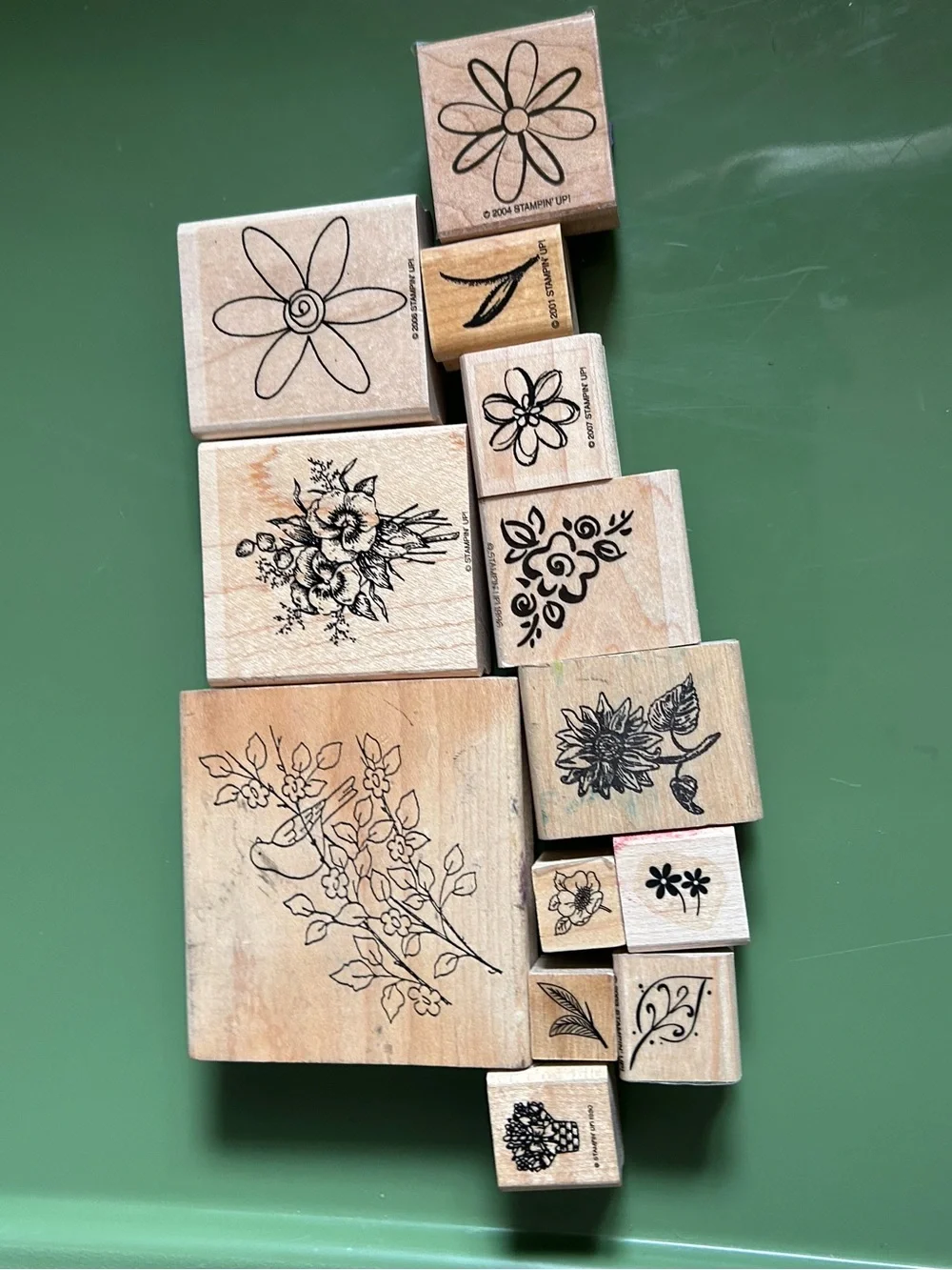 Wooden Floral Stamp Set - Natural Wood